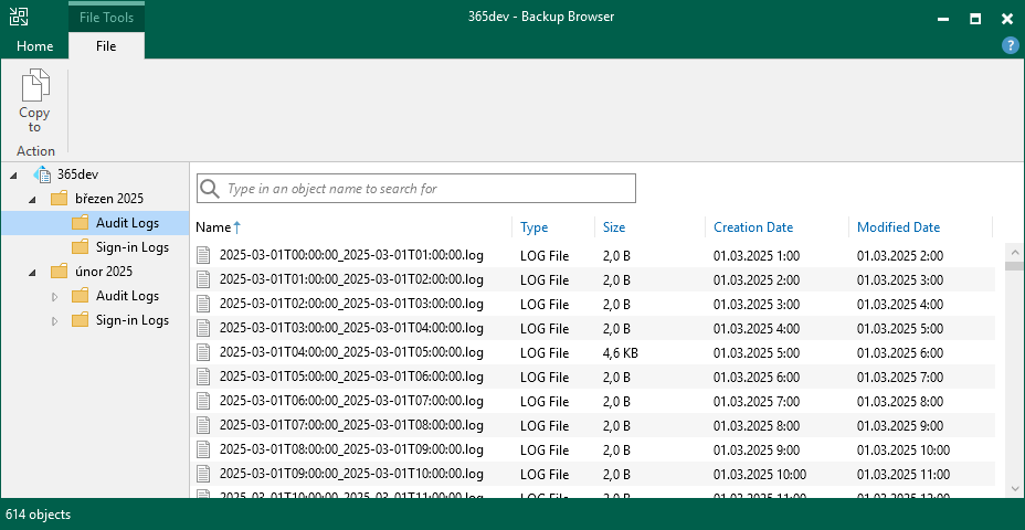 Veeam Backup & Replication - Entra ID Logs Restore - Backup Browser Veeam Backup & Replication - Entra ID Logs Restore - Backup Browser