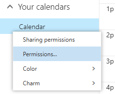 Outlook on the web - Calendar Permissions