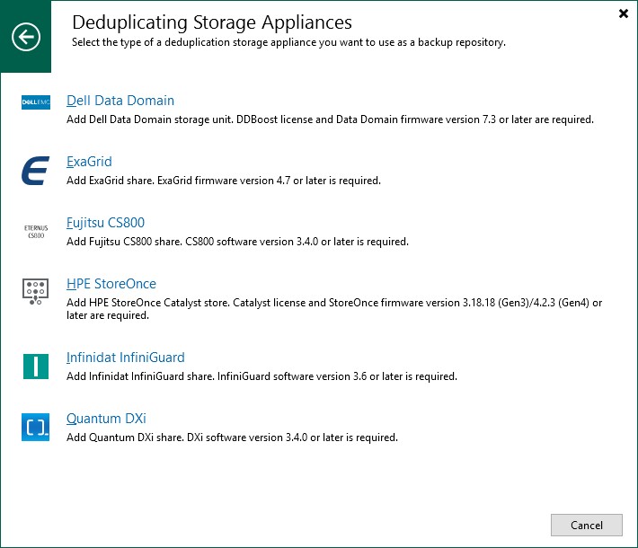 Veeam Backup & Replication - Add Deduplicating storage appliance