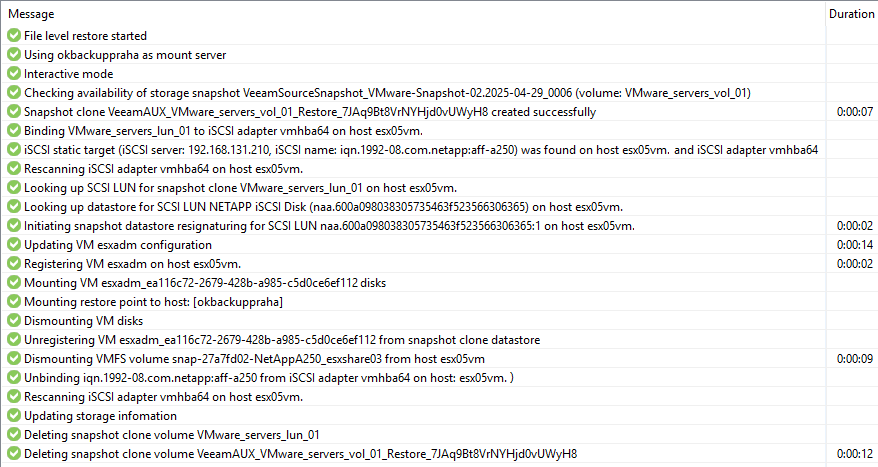 Veeam Backup & Replication - Recovery from Storage Snapshots progress