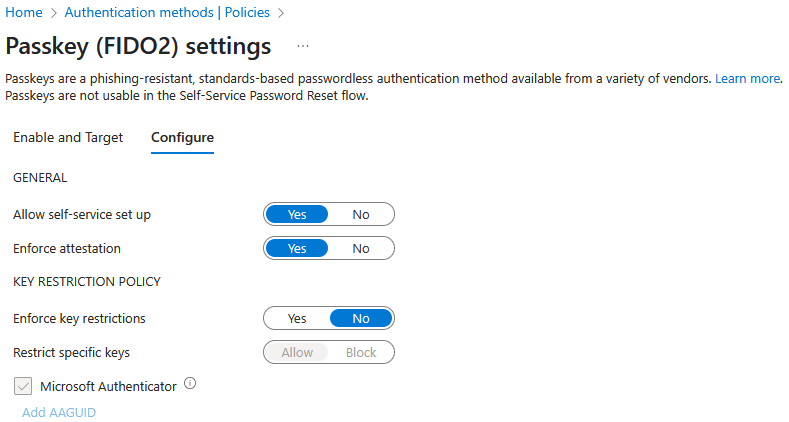 Microsoft Entra admin center - Passkey (FIDO2) Microsoft Entra admin center - Passkey (FIDO2)