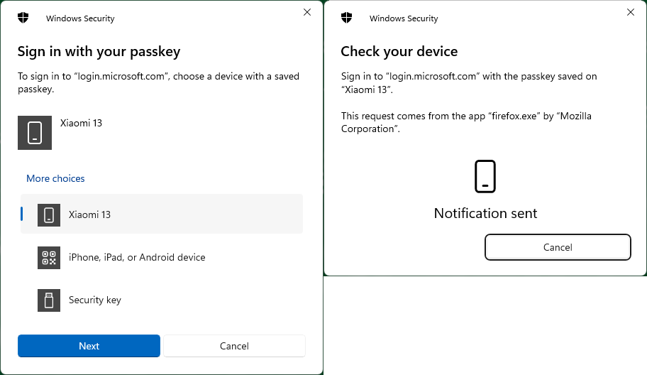 Windows - Sign-in passkey - linked device Windows - Sign-in passkey - linked device