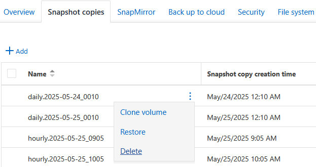 NetApp ONTAP - Snapshot copies - Delete NetApp ONTAP - Snapshot copies - Delete