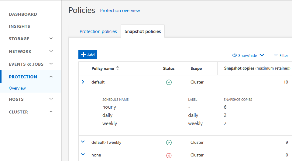 NetApp ONTAP - Protection - Snapshot policies NetApp ONTAP - Protection - Snapshot policies
