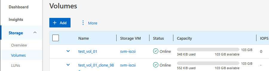 NetApp ONTAP - Storage - Volumes NetApp ONTAP - Storage - Volumes