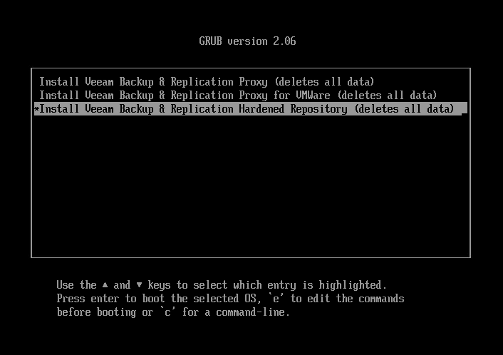 Veeam JeOS ISO - install Hardened Repository