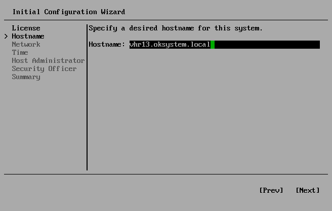 Veeam JeOS ISO - configuration wizard - Hostname