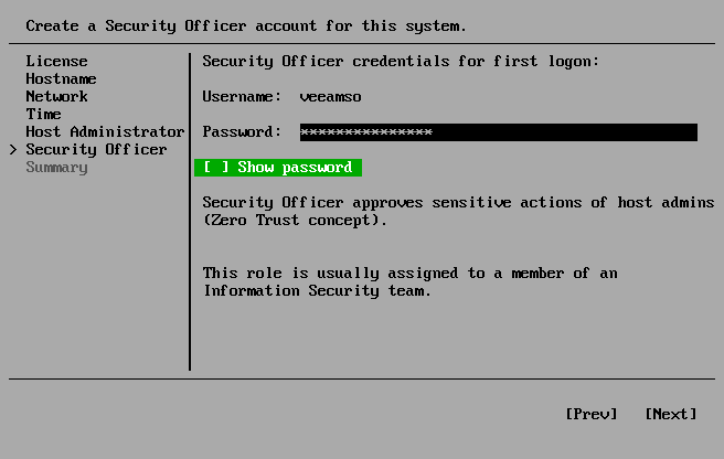 Veeam JeOS ISO - configuration wizard - Security Officer