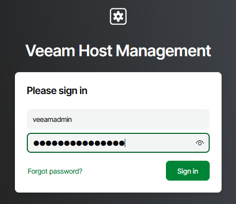 Veeam Host Management - Login