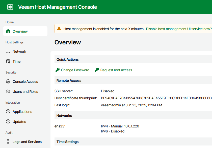 Veeam Host Management Console - Overview (Admin)