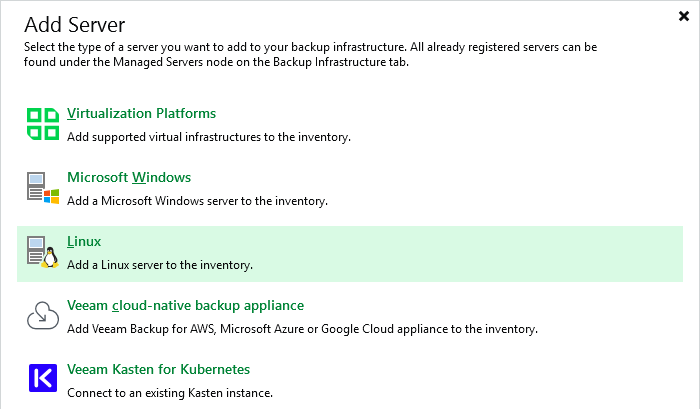 Veeam Backup & Replication 13 - Add Linux Server