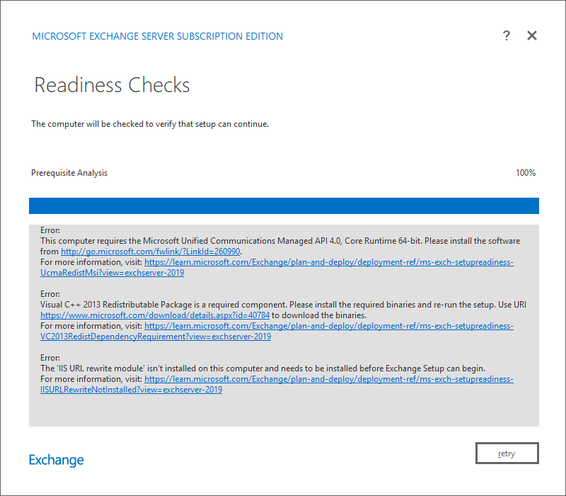 Install Exchange Server SE - Readiness Checks