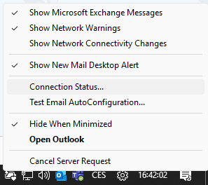 Outlook context menu