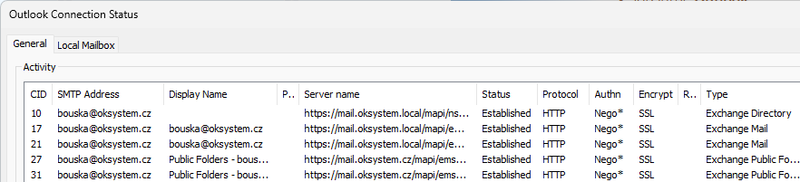 Outlook - Connection Status