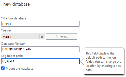 Exchange admin center - Servers – Databases - New Exchange admin center - Servers – Databases - New