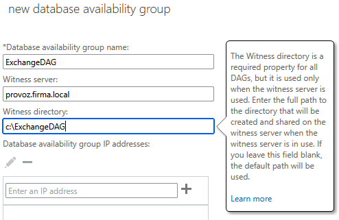 Exchange admin center - Servers - Database Availability Groups - New Exchange admin center - Servers - Database Availability Groups - New
