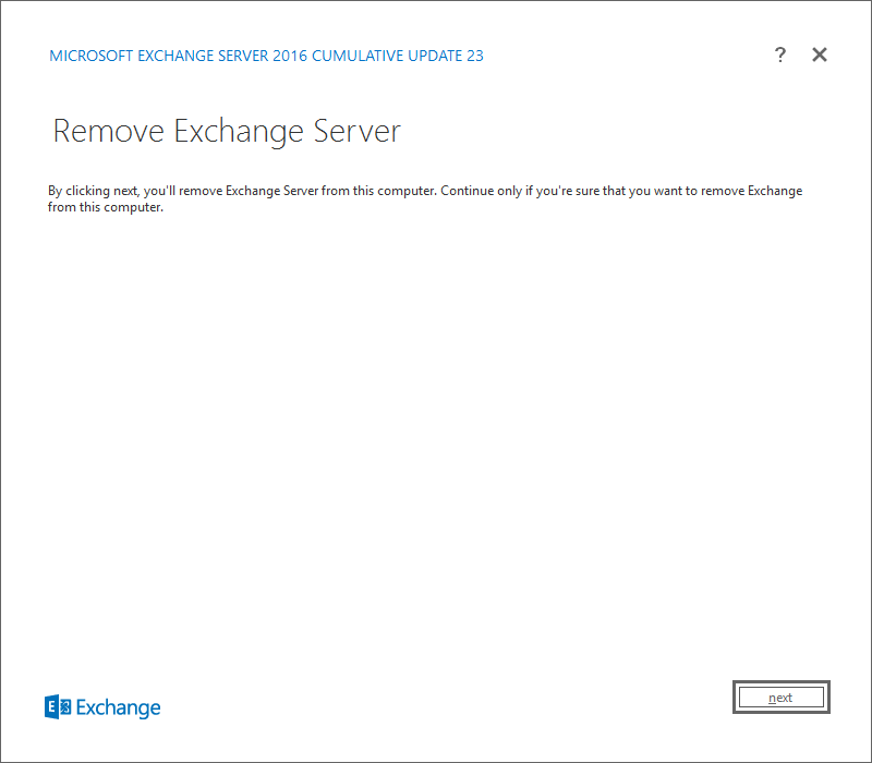 Remove Exchange Server - Uninstall