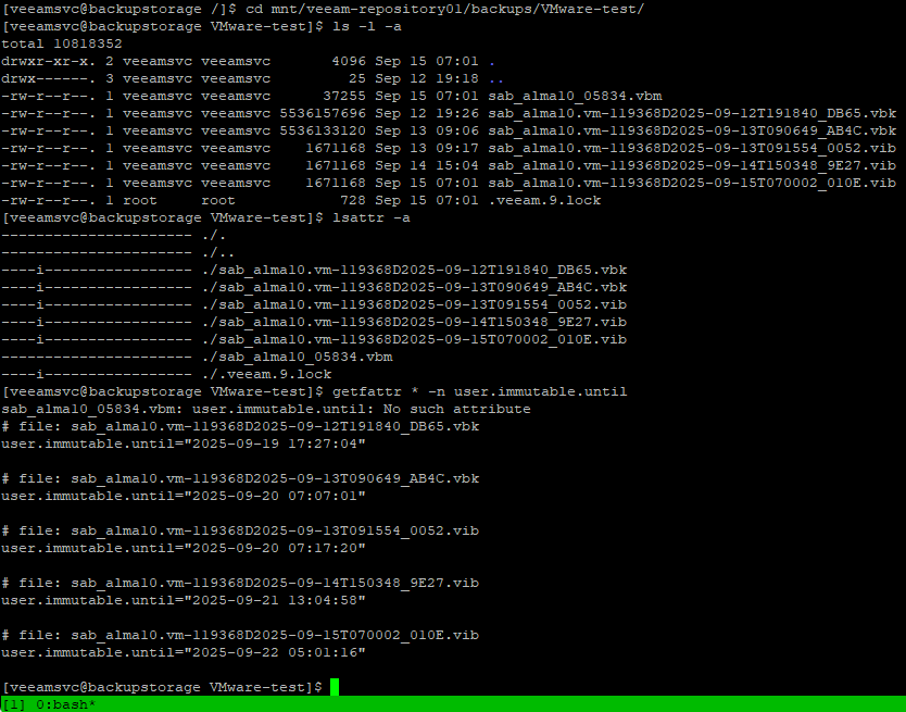 Veeam Hardened Repository - System Immutability attribute and date