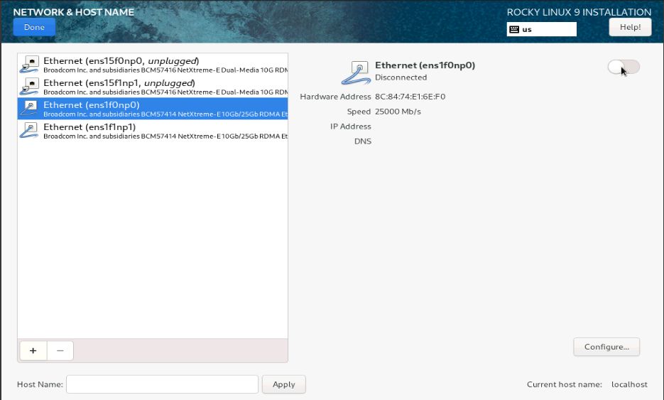 Veeam Hardened Repository ISO - Network & Host Name - interface