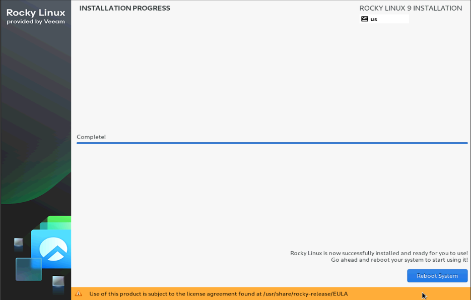 Veeam Hardened Repository ISO - Installation Complete - Reboot