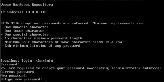 Veeam Hardened Repository Configurator - change password (DISA STIG)