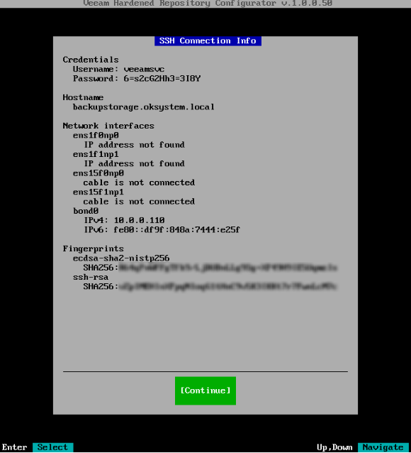Veeam Hardened Repository Configurator - Start SSH