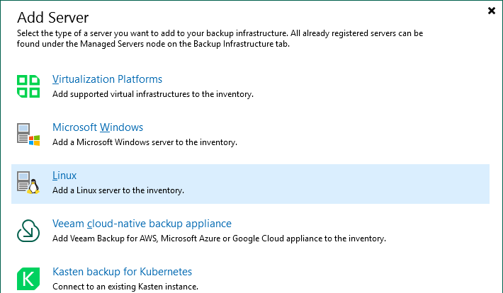Veeam Backup & Replication - Add Linux Server
