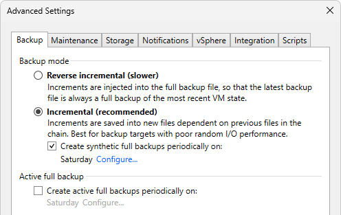 Veeam Backup & Replication - Backup Job - Storage - Advanced - Backup