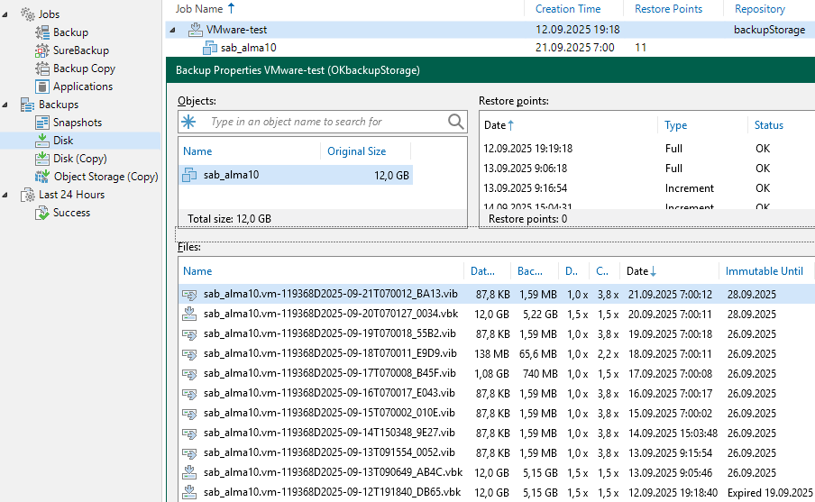 Veeam Backup & Replication - Backups - Immutable Until