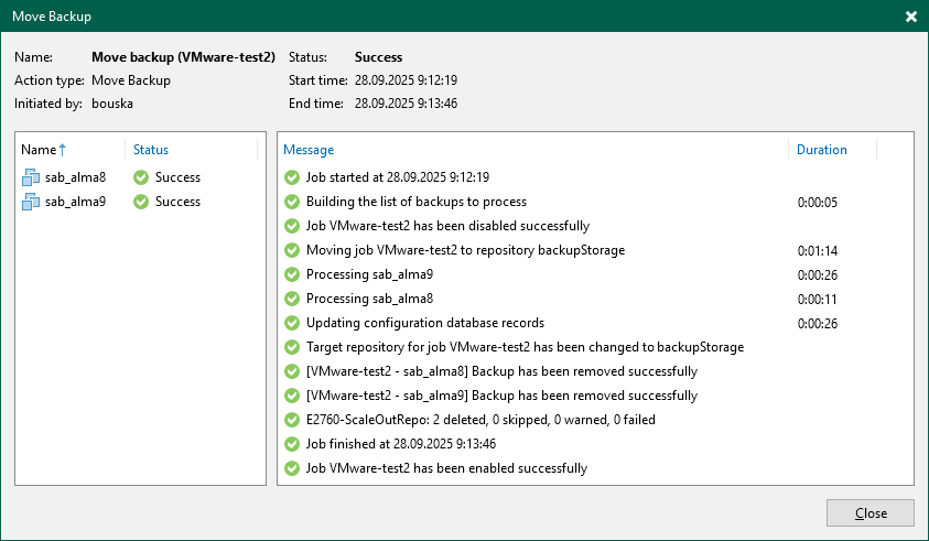 Veeam Backup & Replication - Move backup - Statistics