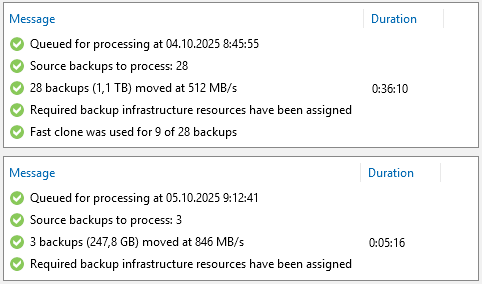 Veeam Backup & Replication - Move backup - Statistics (transfer speed)