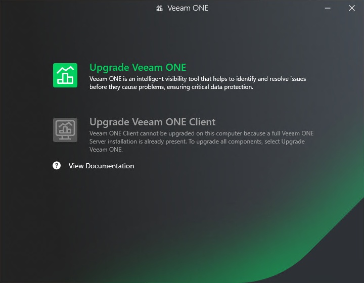Upgrade Veeam ONE 13 - Select Component Upgrade Veeam ONE 13 - Select Component
