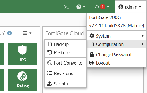 FortiGate 7.4 - Configuration - Restore