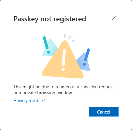 Passkey not registered