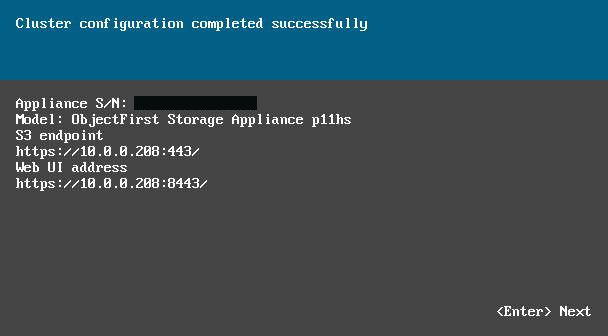 Object First - Cluster configuration completed Object First - Cluster configuration completed