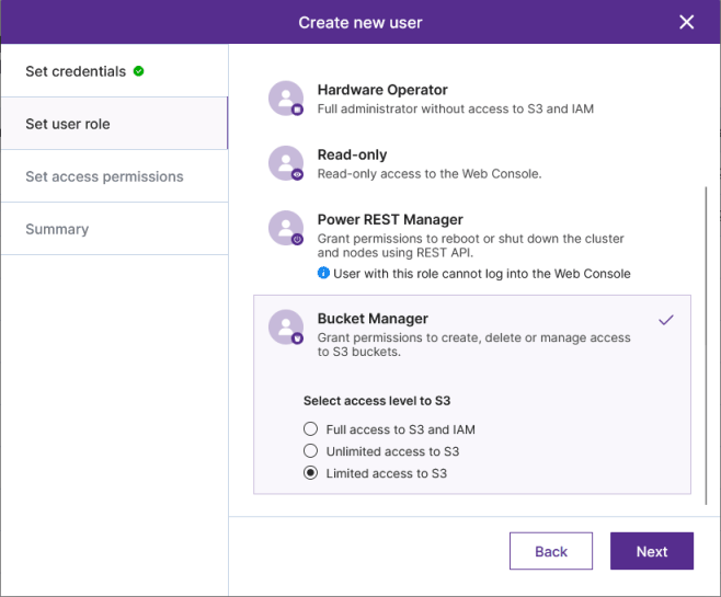 ObjectFirst S3 Web UI - Create New User