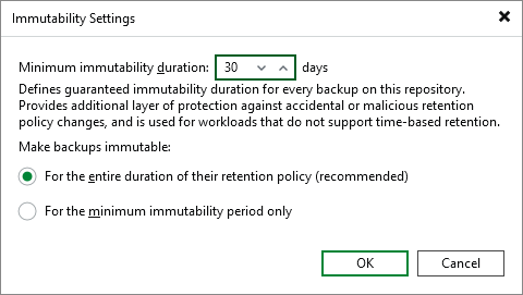 Veeam Backup & Replication - Bucket - Immutability Settings