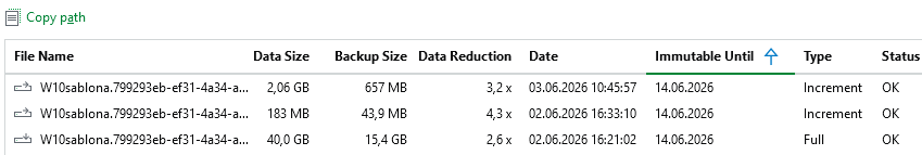 Veeam Backup & Replication - Backups - Immutable Until