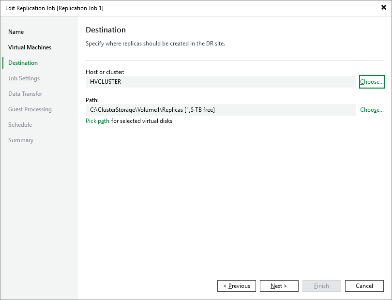Veeam Backup & Replication - Replication Job - Destination Veeam Backup & Replication - Replication Job - Destination