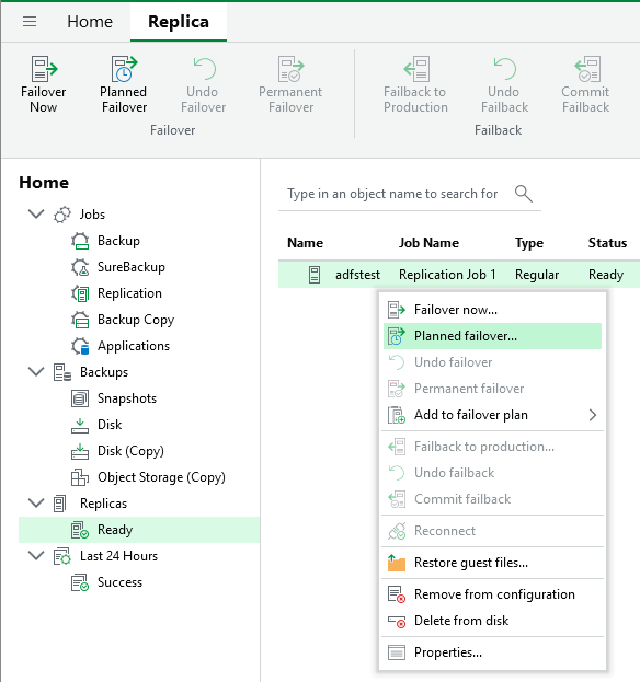 Veeam Backup & Replication - Replicas - Planned failover Veeam Backup & Replication - Replicas - Planned failover