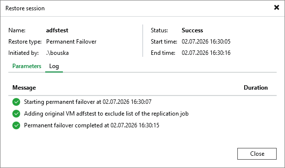 Veeam Backup & Replication - Permanent failover run Veeam Backup & Replication - Permanent failover run