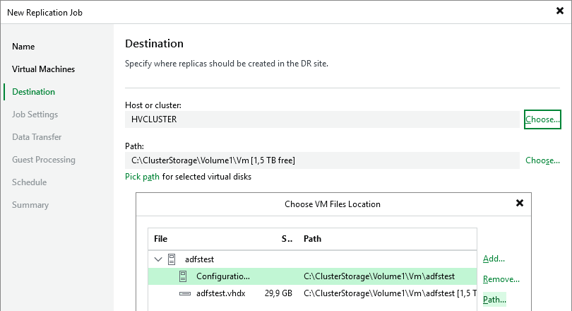 Veeam Backup & Replication - Replication Job - Destination Path Veeam Backup & Replication - Replication Job - Destination Path