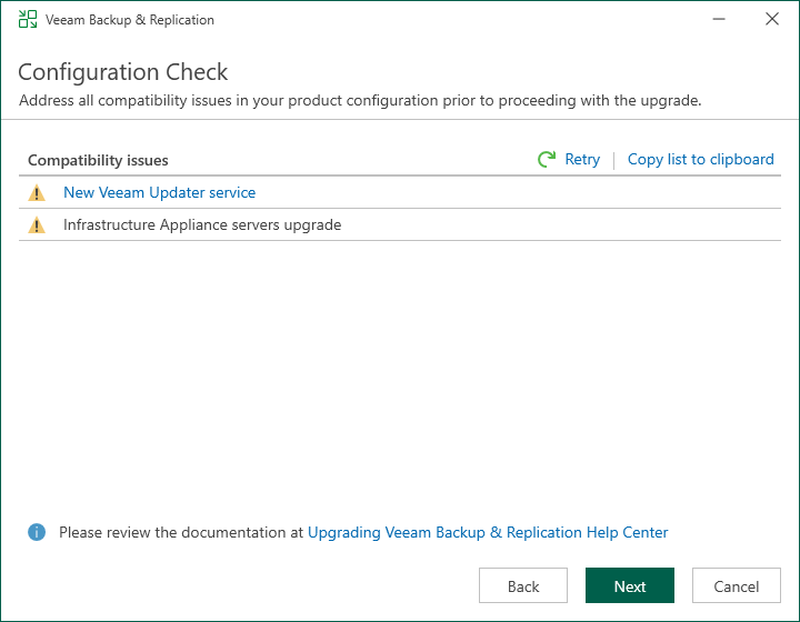 Upgrade Veeam Backup & Replication 13.1 - Configuration Check Upgrade Veeam Backup & Replication 13.1 - Configuration Check